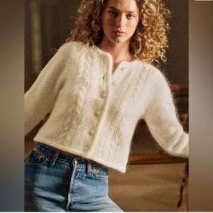 Sezane Ecru Evy Cardigan